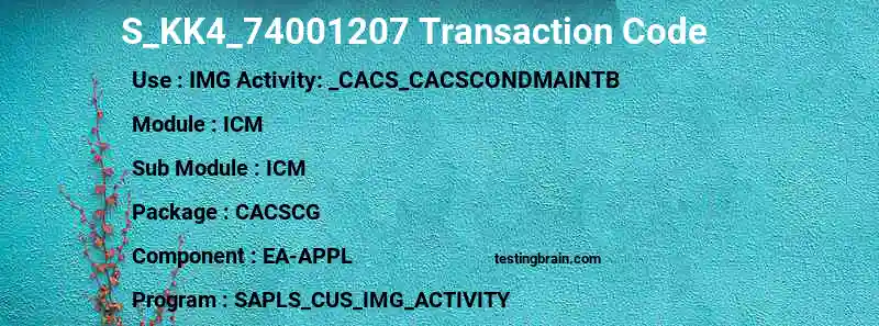 SAP S_KK4_74001207 transaction code