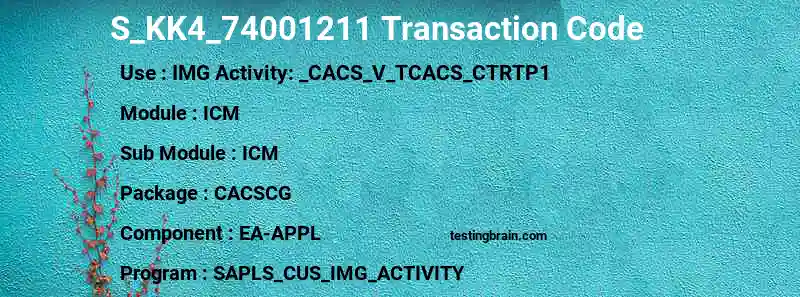 SAP S_KK4_74001211 transaction code