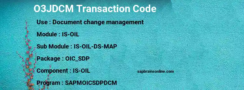 SAP O3JDCM transaction code