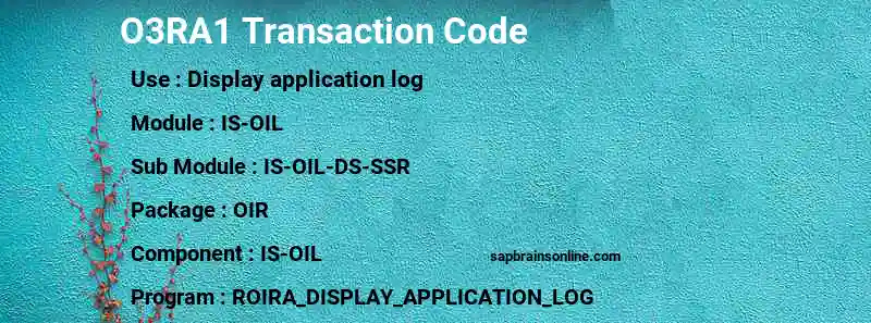 SAP O3RA1 transaction code
