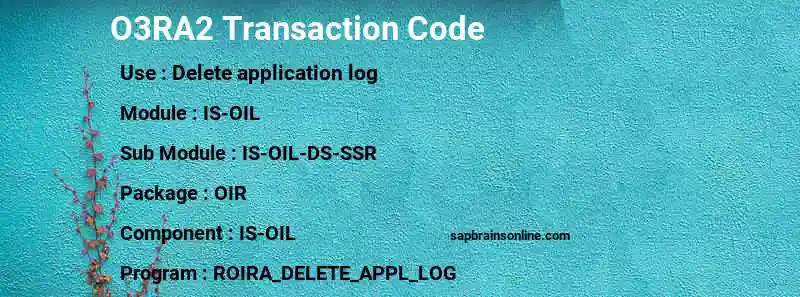 SAP O3RA2 transaction code