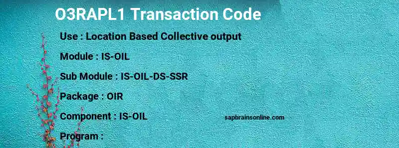 SAP O3RAPL1 transaction code