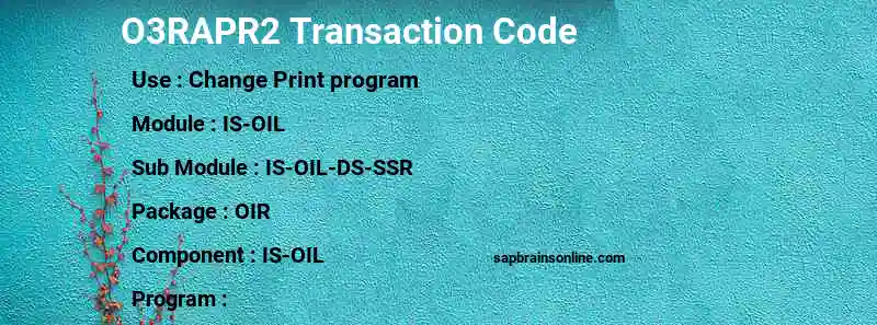 SAP O3RAPR2 transaction code