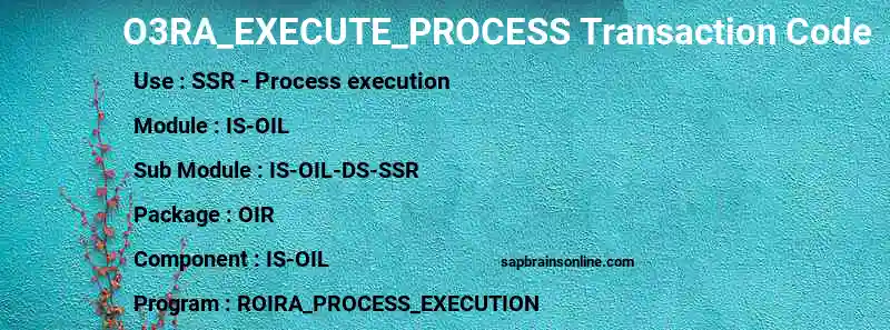 SAP O3RA_EXECUTE_PROCESS transaction code