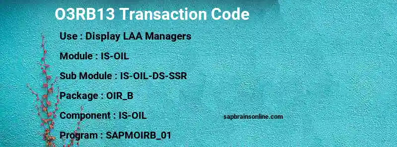 SAP O3RB13 transaction code