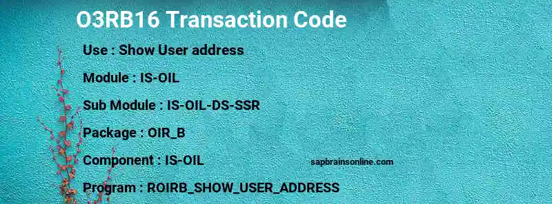 SAP O3RB16 transaction code