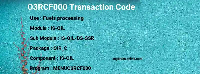 SAP O3RCF000 transaction code