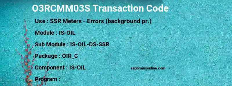 SAP O3RCMM03S transaction code