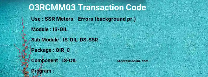 SAP O3RCMM03 transaction code