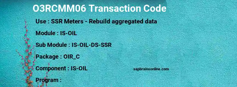 SAP O3RCMM06 transaction code