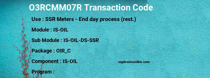 SAP O3RCMM07R transaction code