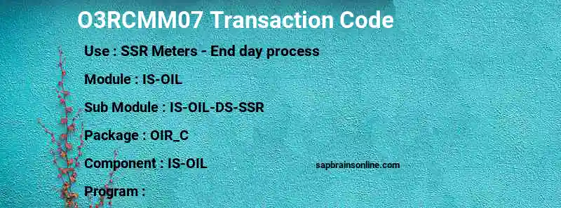 SAP O3RCMM07 transaction code