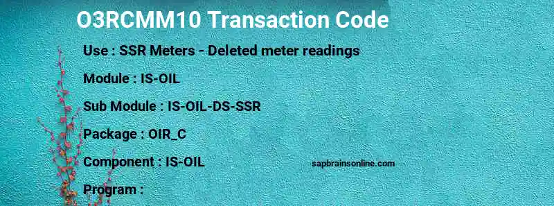 SAP O3RCMM10 transaction code