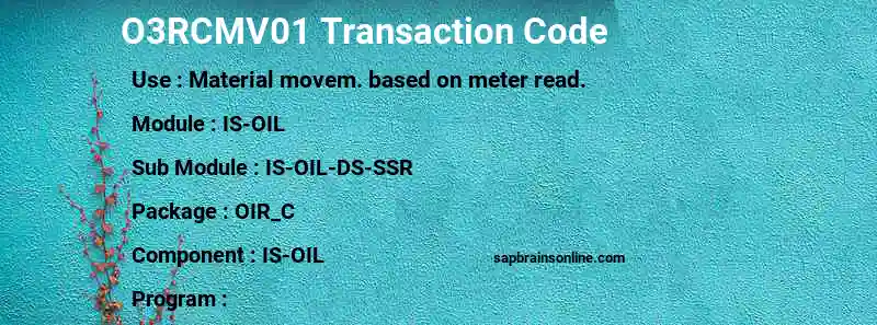 SAP O3RCMV01 transaction code