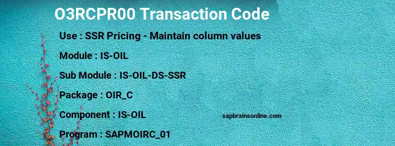SAP O3RCPR00 transaction code