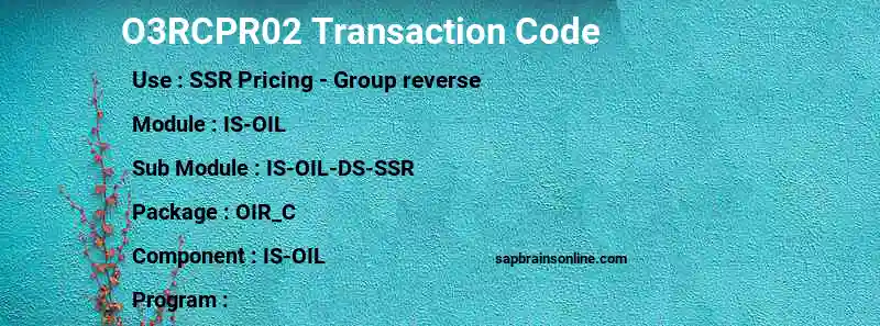 SAP O3RCPR02 transaction code