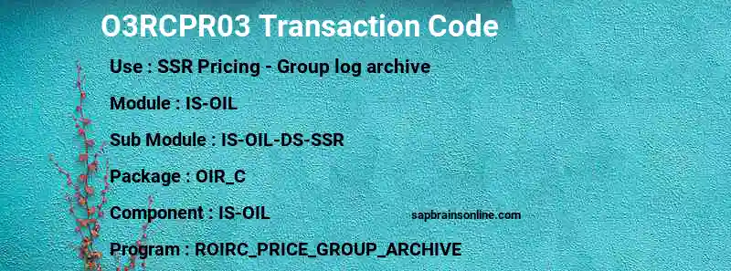SAP O3RCPR03 transaction code