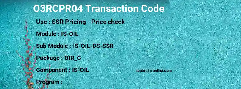 SAP O3RCPR04 transaction code