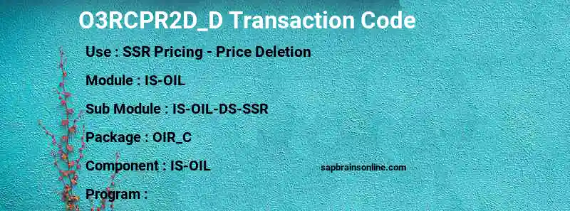 SAP O3RCPR2D_D transaction code