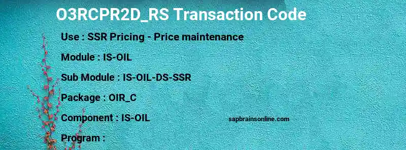 SAP O3RCPR2D_RS transaction code