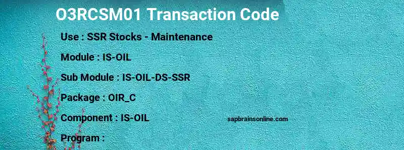 SAP O3RCSM01 transaction code