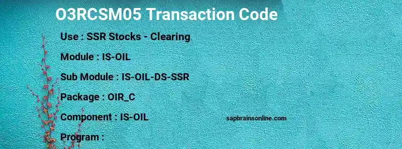 SAP O3RCSM05 transaction code