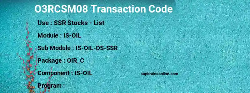 SAP O3RCSM08 transaction code