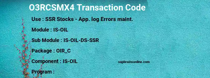 SAP O3RCSMX4 transaction code