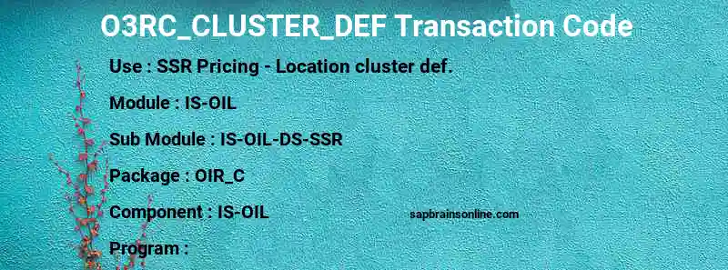 SAP O3RC_CLUSTER_DEF transaction code