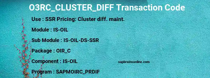 SAP O3RC_CLUSTER_DIFF transaction code