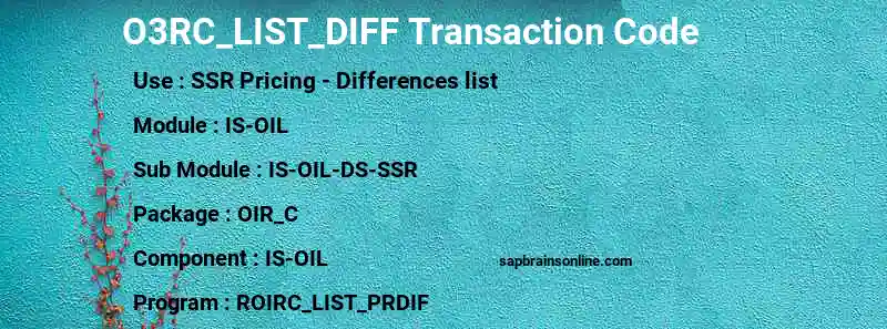 SAP O3RC_LIST_DIFF transaction code