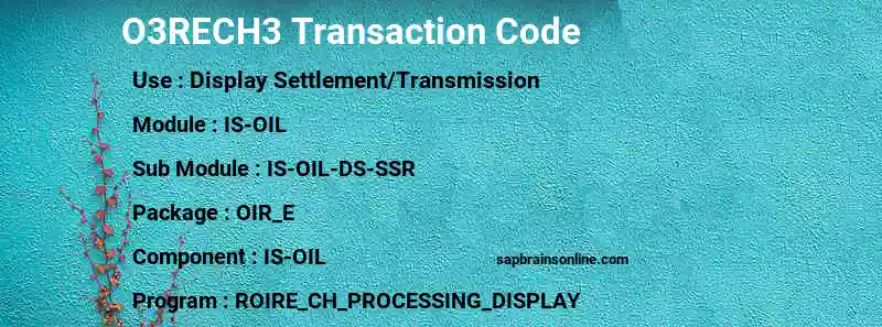 SAP O3RECH3 transaction code