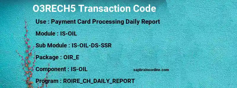 SAP O3RECH5 transaction code