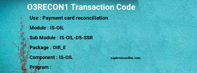 SAP O3RECON1 transaction code