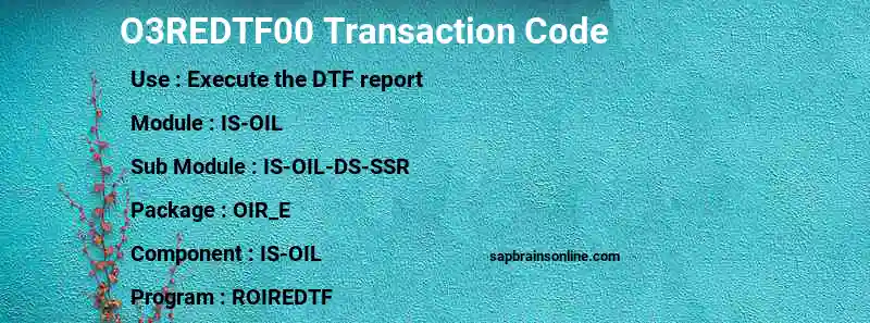 SAP O3REDTF00 transaction code