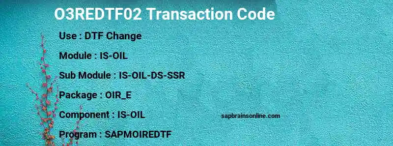 SAP O3REDTF02 transaction code