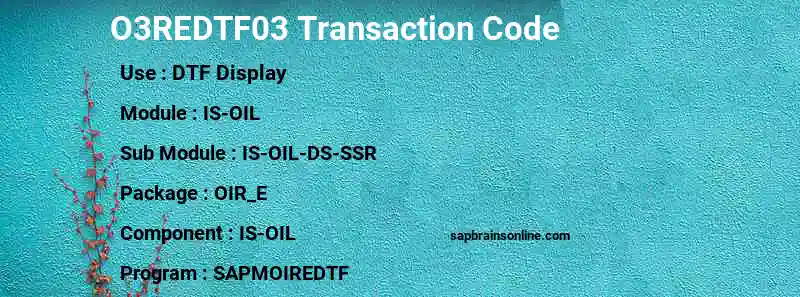 SAP O3REDTF03 transaction code