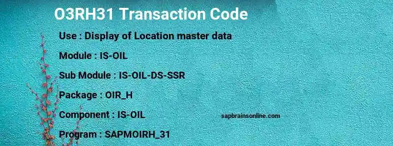SAP O3RH31 transaction code