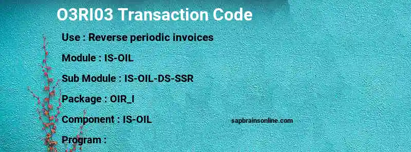 SAP O3RI03 transaction code