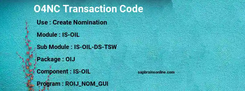 SAP O4NC transaction code