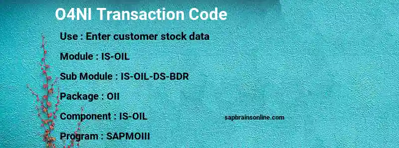 SAP O4NI transaction code