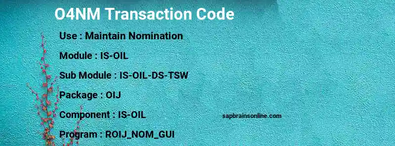 SAP O4NM transaction code