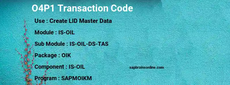 SAP O4P1 transaction code