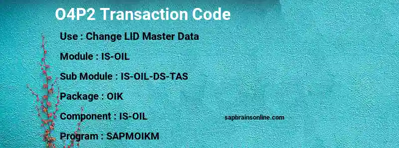 SAP O4P2 transaction code