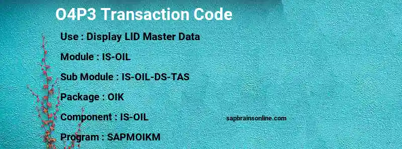 SAP O4P3 transaction code