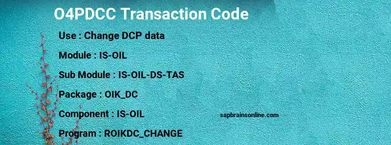 SAP O4PDCC transaction code