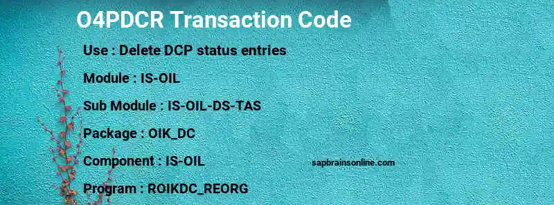 SAP O4PDCR transaction code
