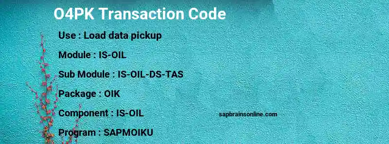 SAP O4PK transaction code