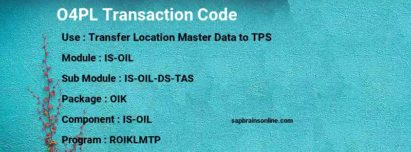 SAP O4PL transaction code