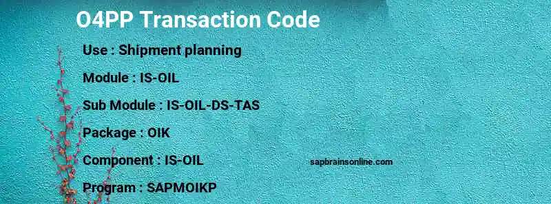 SAP O4PP transaction code